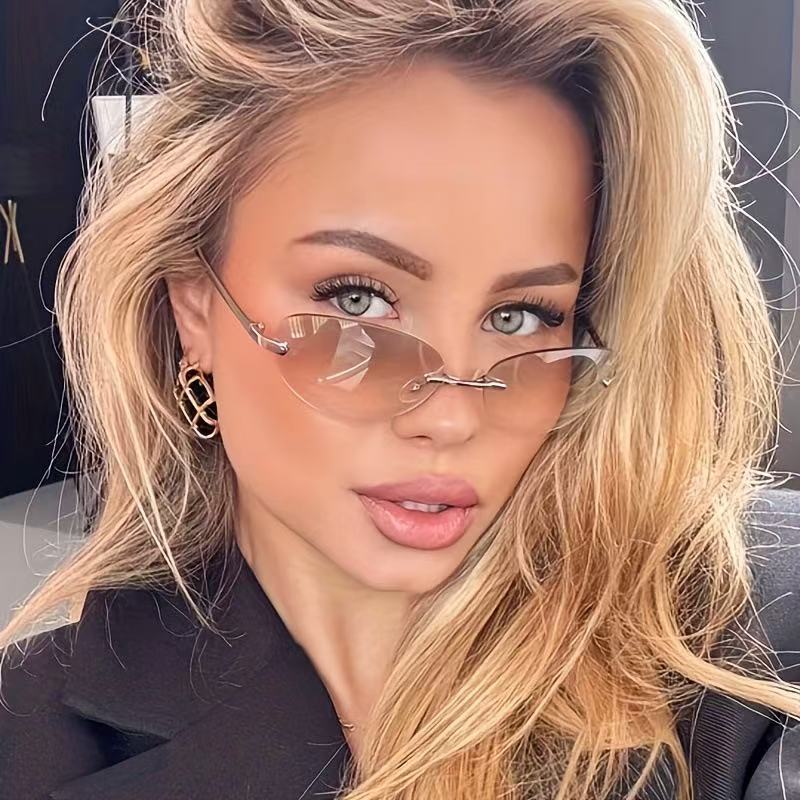 Rimless Oval Sunglasses Women  - Metal Photo Panel recensie en prijs